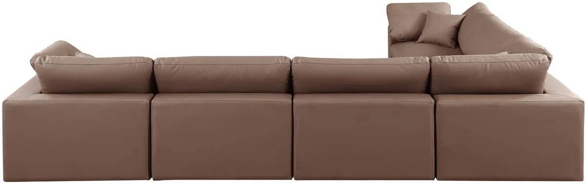 Comfy - 6 Piece Faux Leather Modular Corner Sectional - Brown - View 2