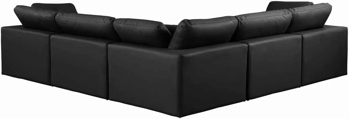 Comfy - 5 Piece Faux Leather Modular Corner Sectional - Charcoal - View 2