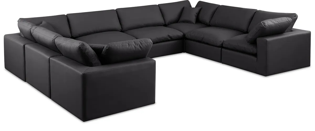 Comfy - 8 Piece Faux Leather Modular Sectional - Charcoal