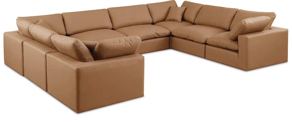Comfy - 8 Piece Faux Leather Modular Sectional - Cognac