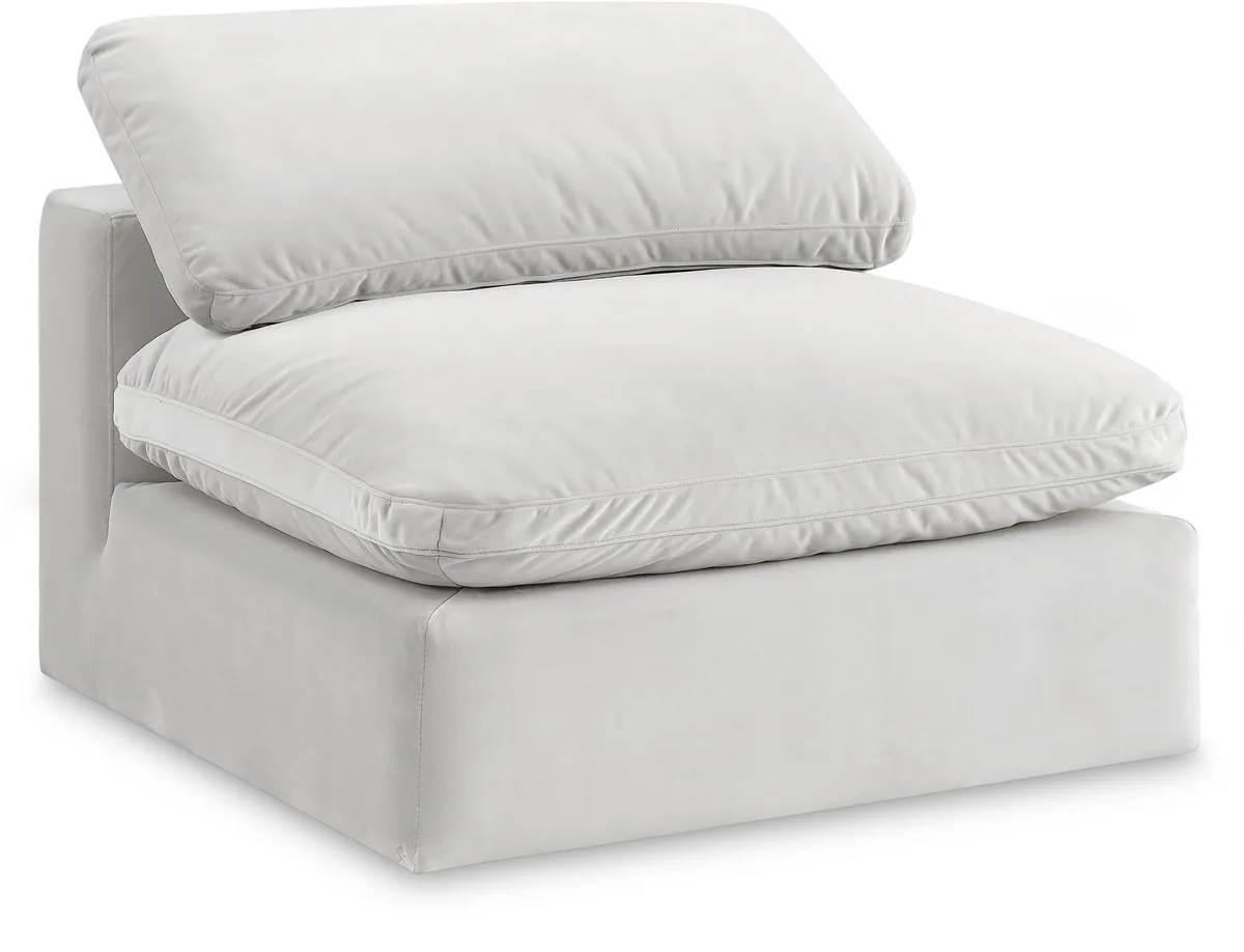 Comfy - Velvet Armless Chair - White