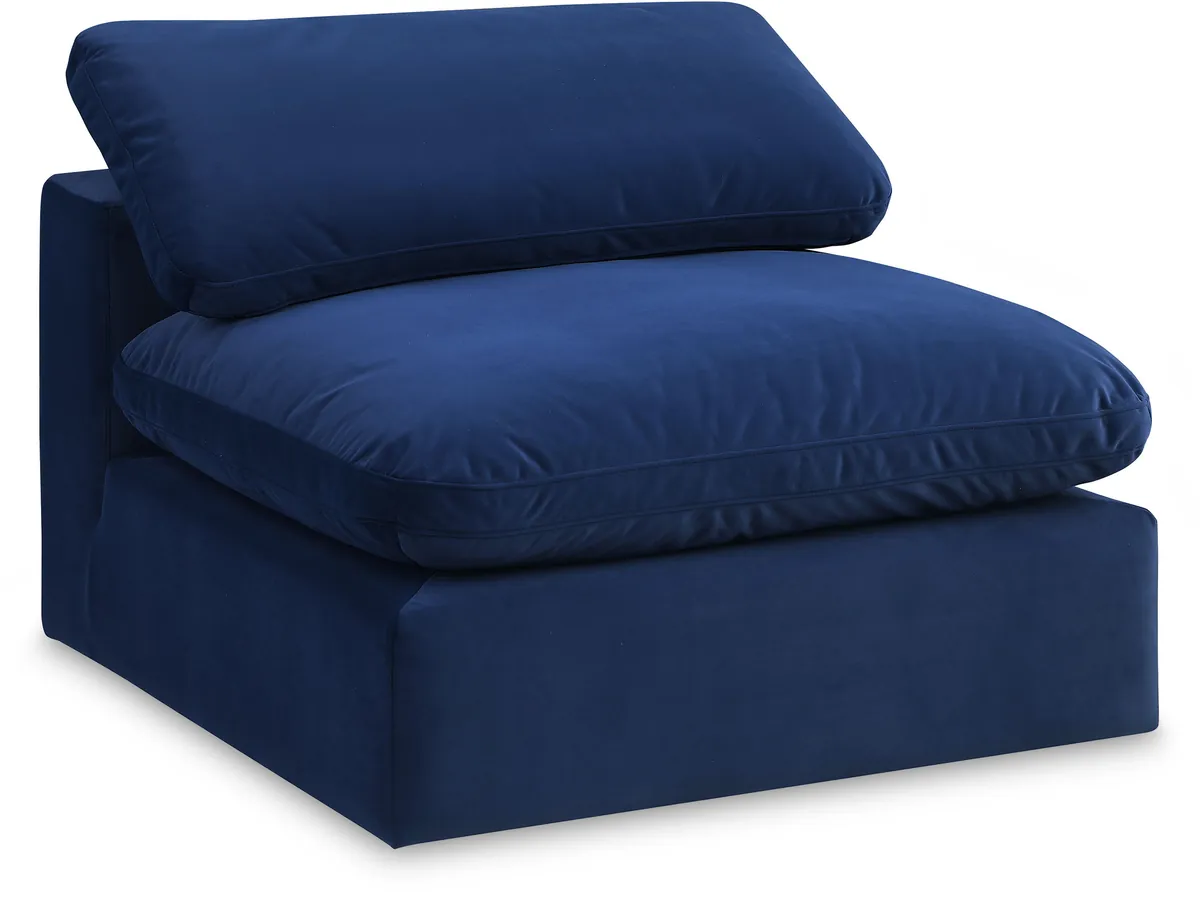 Comfy - Velvet Armless Chair - Navy