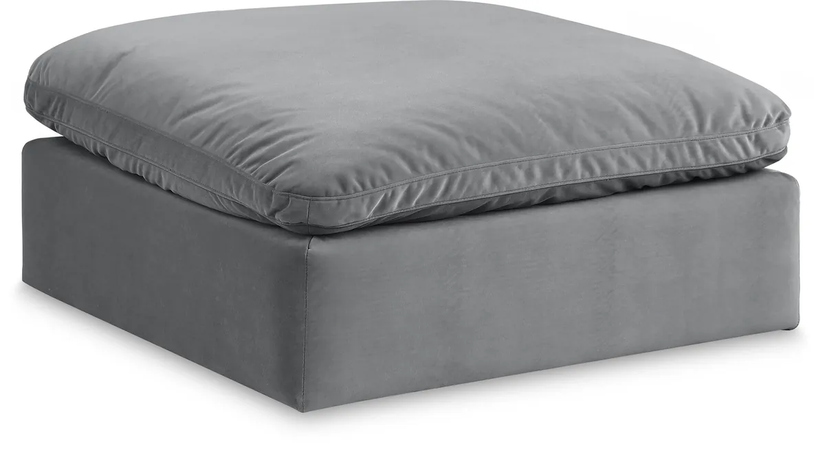 Comfy - Velvet Ottoman - Gray