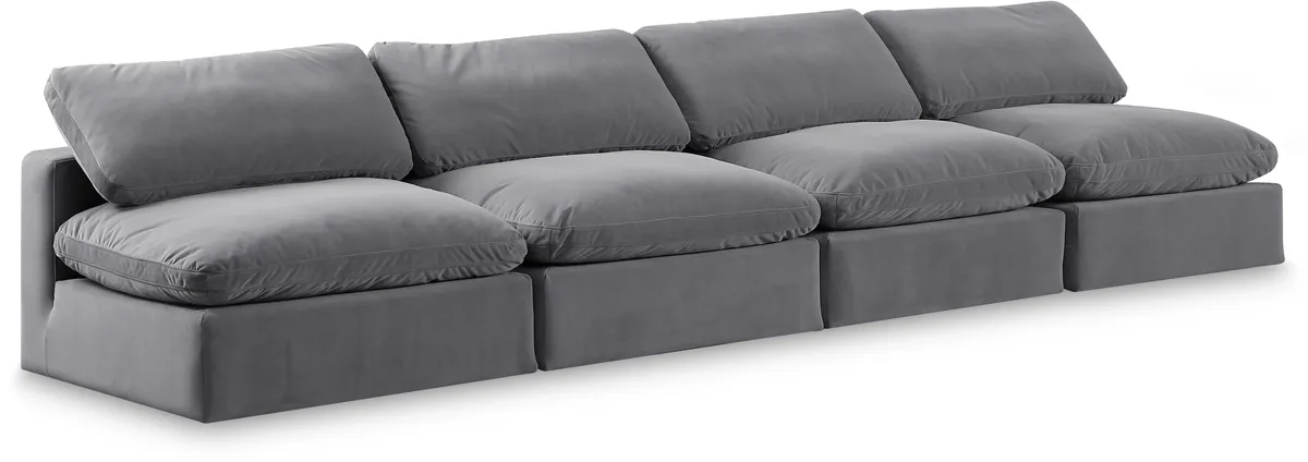Comfy - Velvet Modular Armless Sofa 4 Seats - Dark Gray