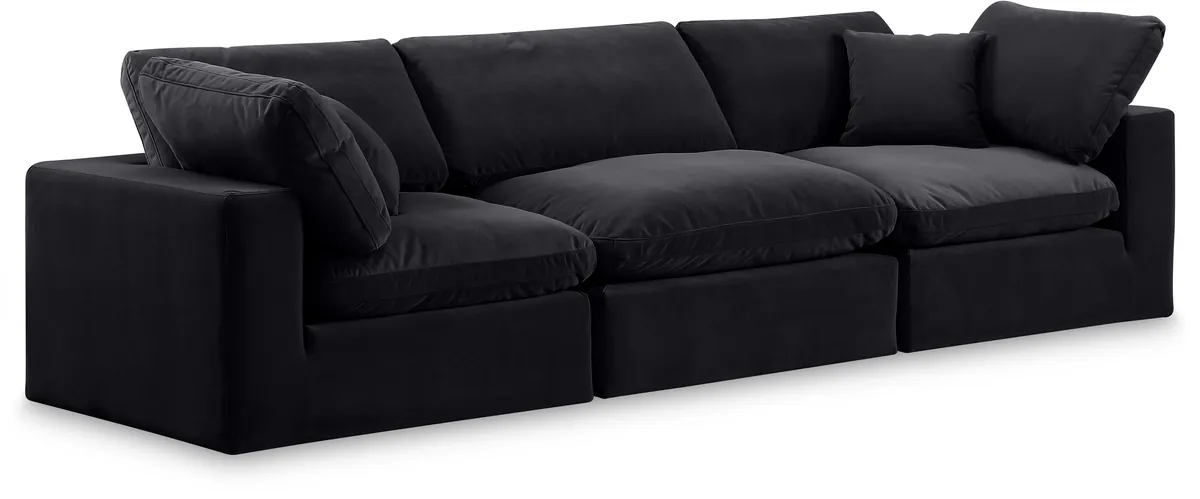 Comfy - Velvet Modular Sofa 3 Seats - Black