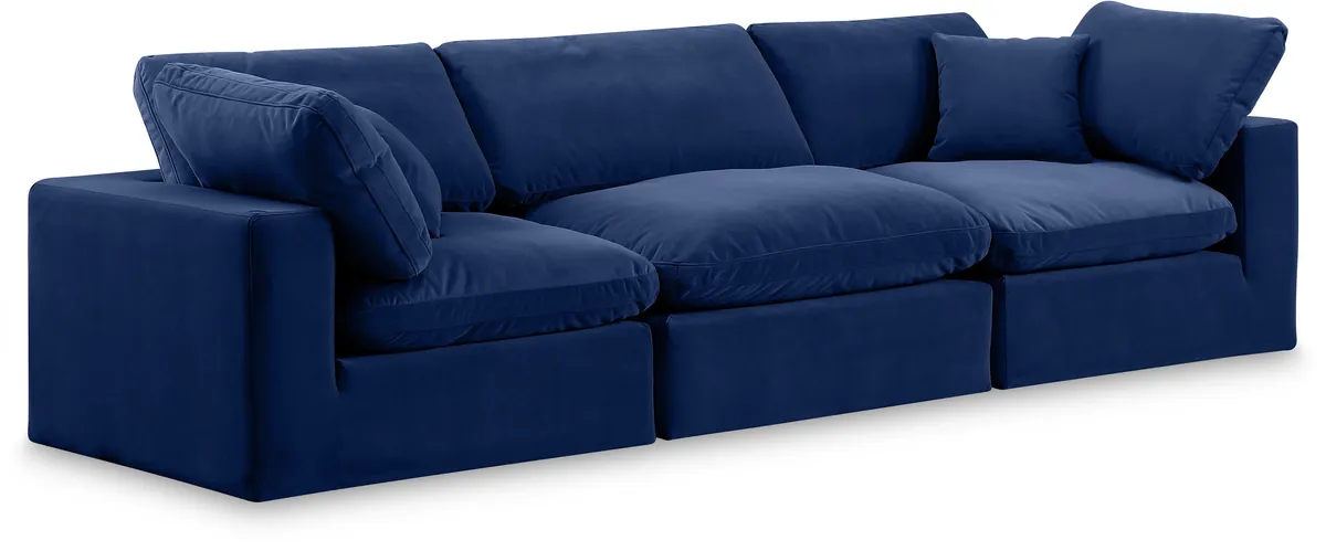 Comfy - Velvet Modular Sofa 3 Seats - Blue