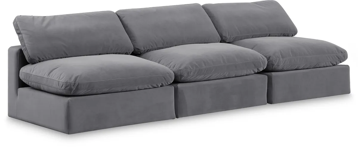 Comfy - Velvet Modular Armless Sofa 3 Seats - Dark Gray