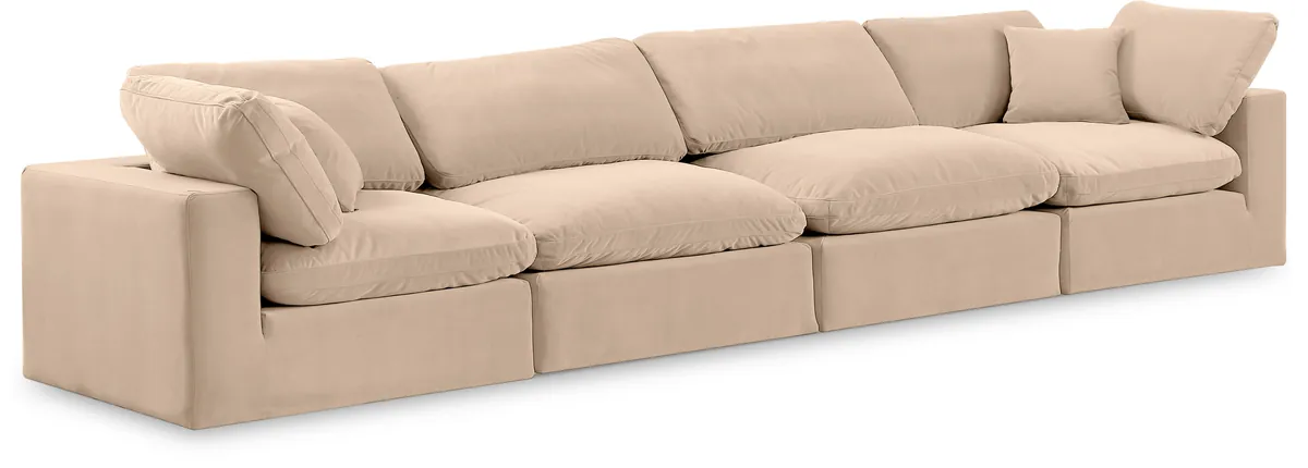 Comfy - Velvet Modular Sofa 4 Seats - Beige