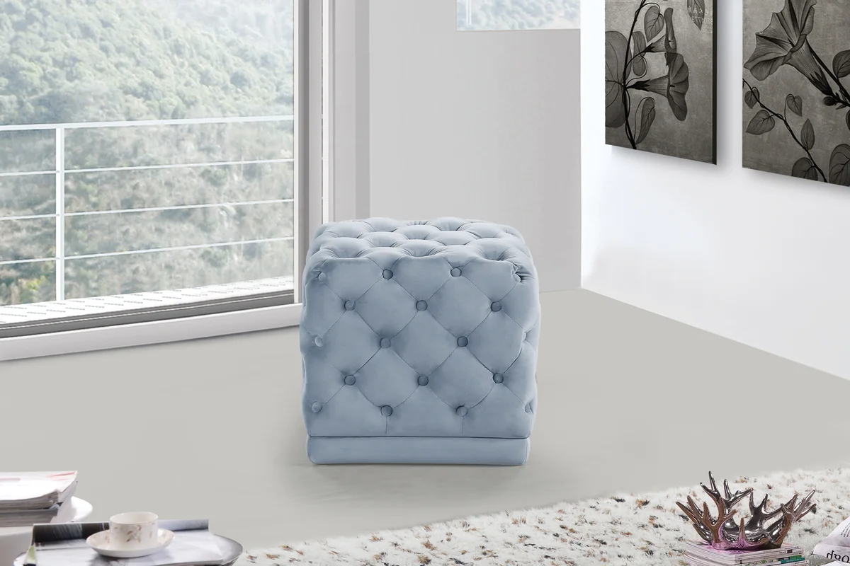 Stella - Ottoman / Stool - Sky Blue - View 2
