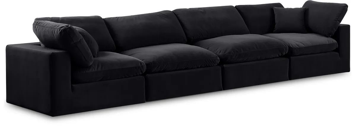 Comfy - Velvet Modular Sofa 4 Seats - Black