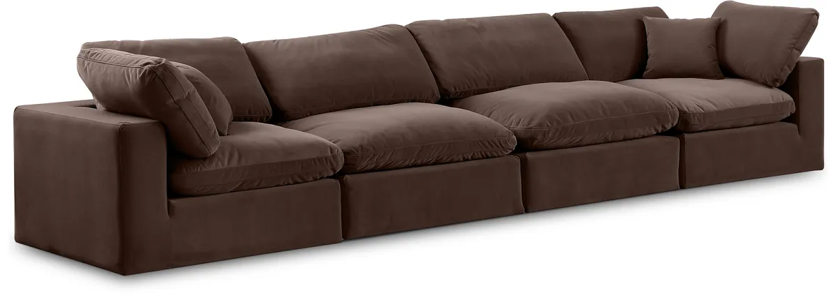 Comfy - Velvet Modular Sofa 4 Seats - Brown