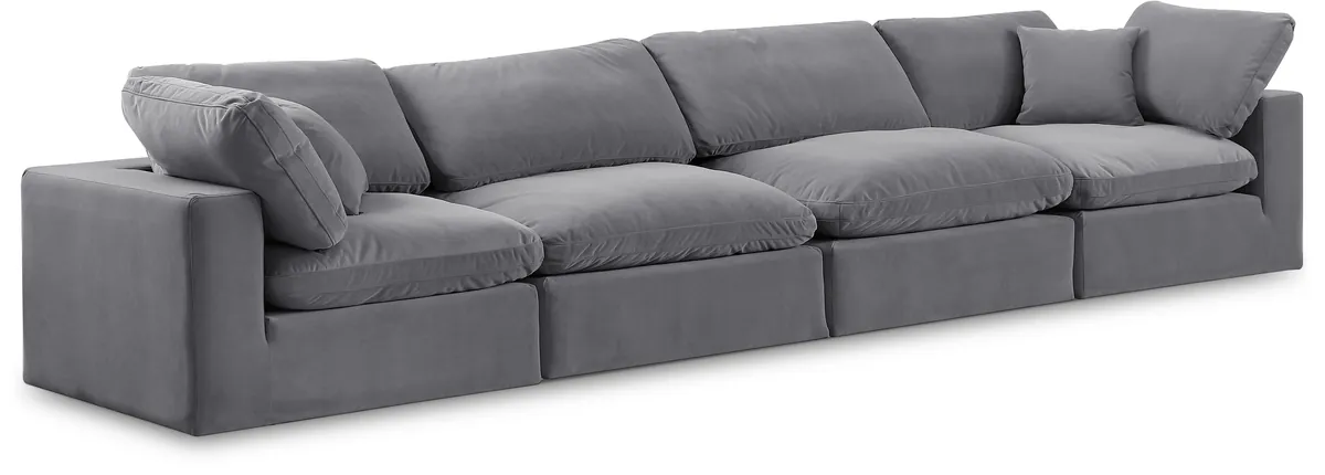 Comfy - Velvet Modular Sofa 4 Seats - Dark Gray