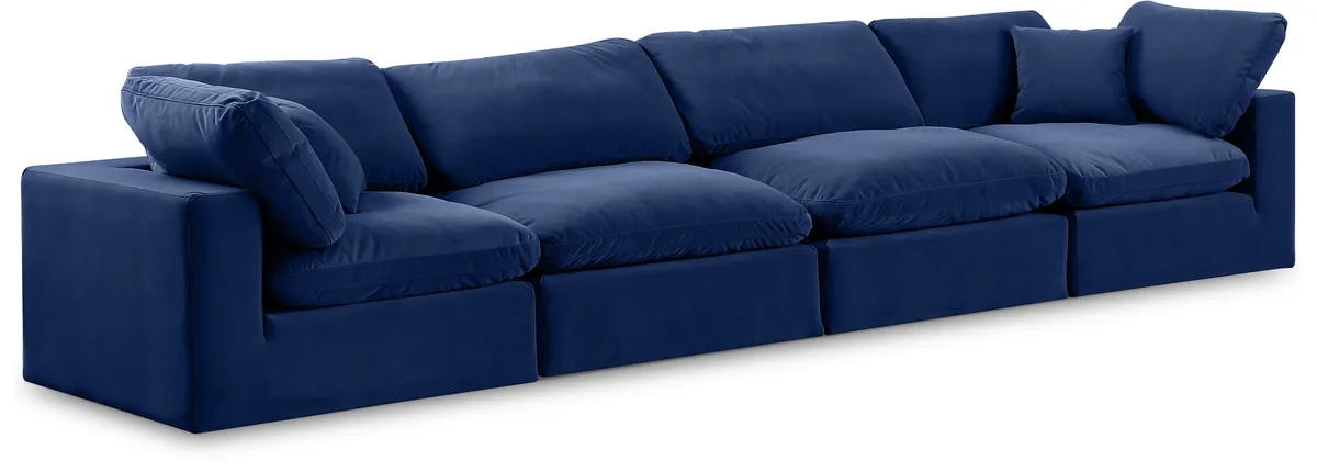 Comfy - Velvet Modular Sofa 4 Seats - Blue