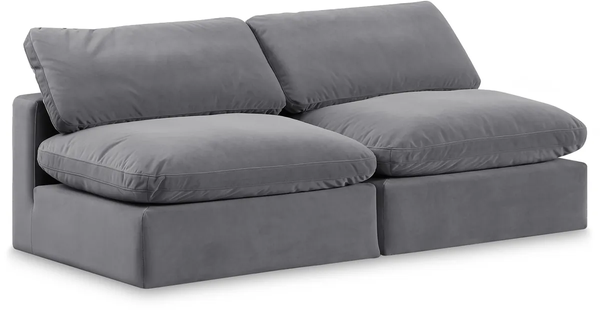 Comfy - Velvet Modular Armless Sofa 2 Seats - Dark Gray