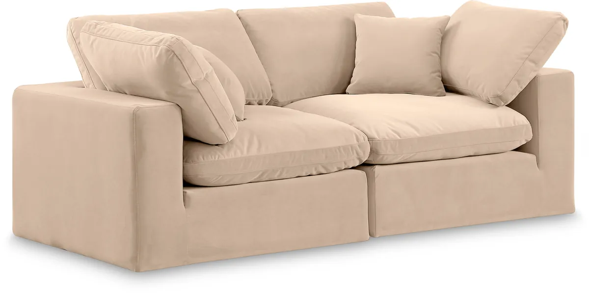 Comfy - Velvet Modular Sofa 2 Seats - Beige