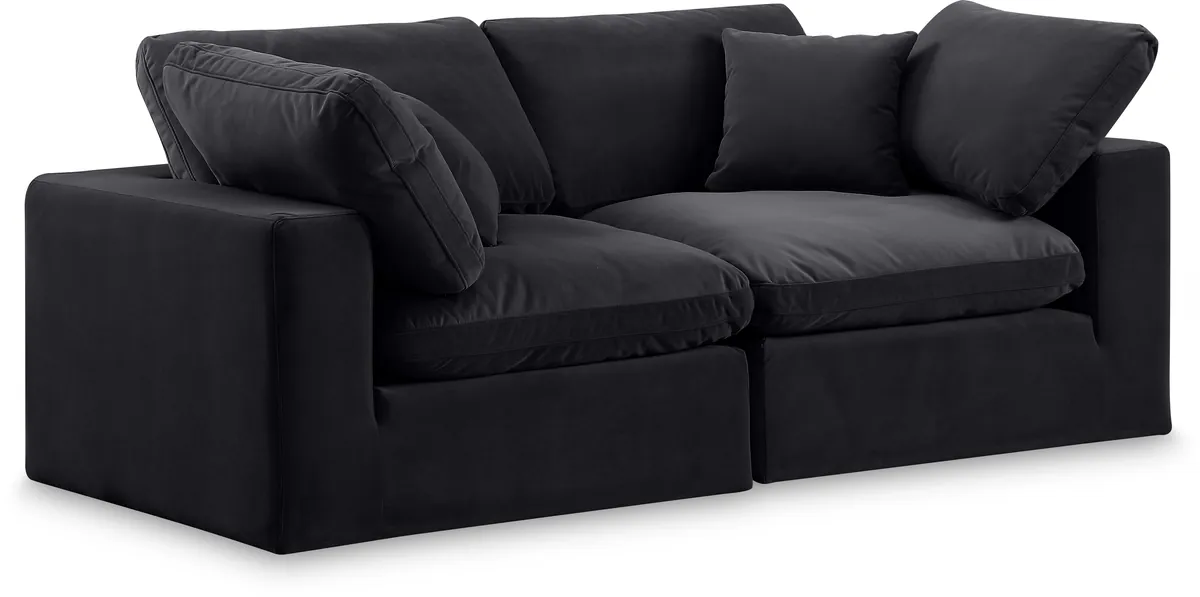 Comfy - Velvet Modular Sofa 2 Seats - Black