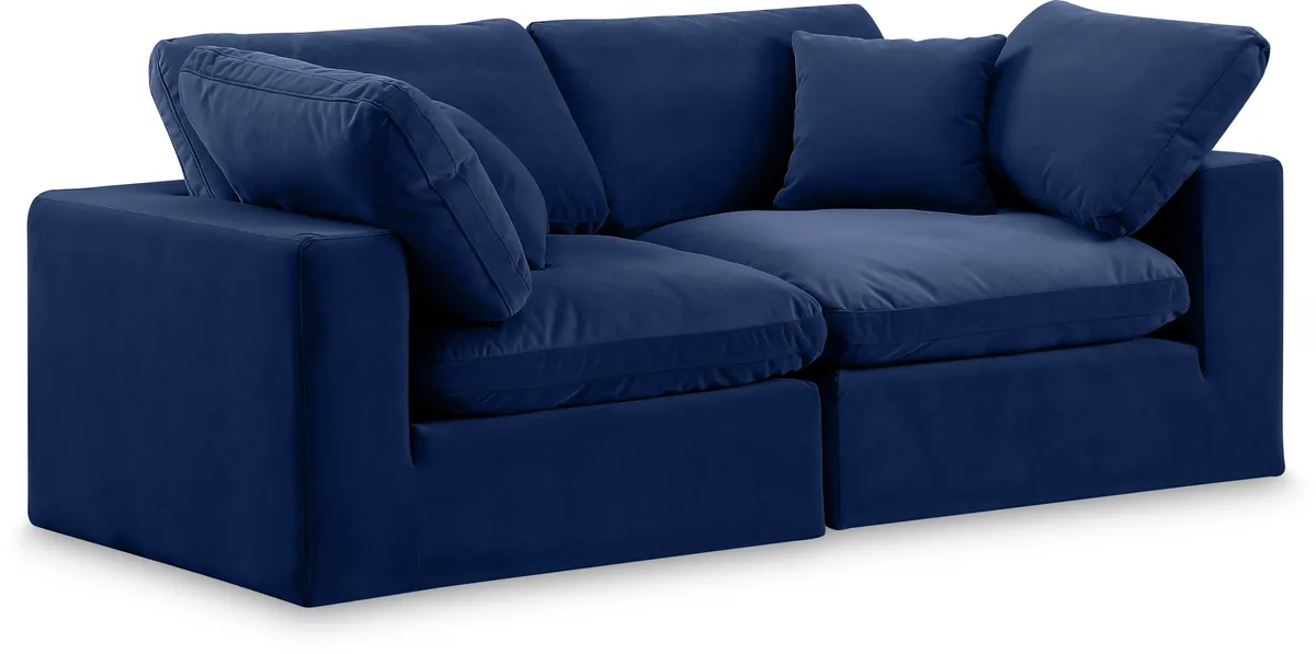 Comfy - Velvet Modular Sofa 2 Seats - Blue