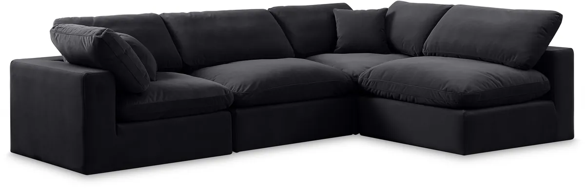 Comfy - 4 Piece Velvet Modular Armless Sectional - Black