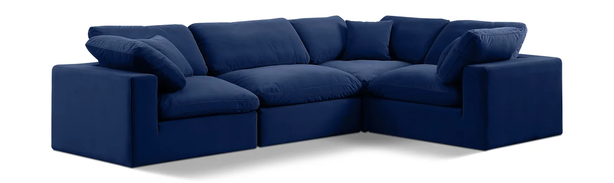 Comfy - 4 Piece Velvet Modular Sectional - Navy