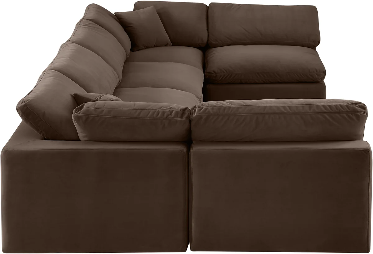 Comfy - 6 Piece Velvet Modular Armless Sectional - Dark Brown - View 2