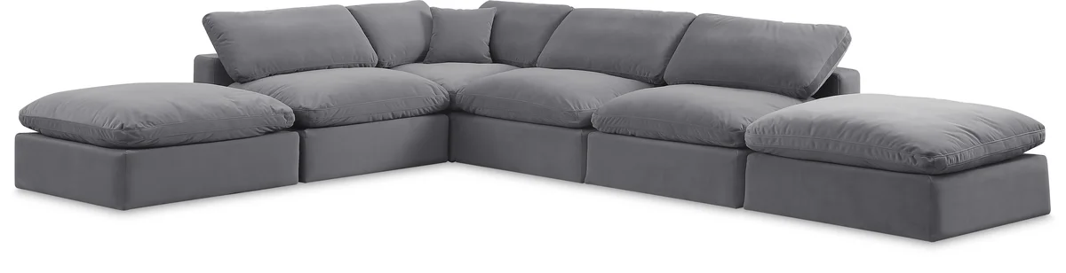 Comfy - 6 Piece Velvet Modular Sectional - Dark Gray