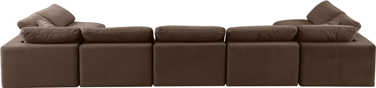 Comfy - 7 Piece Velvet Modular Armless Sectional - Dark Brown - View 2