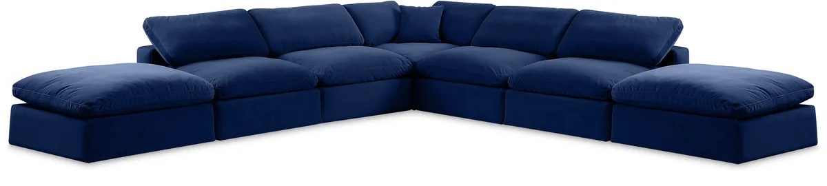 Comfy - 7 Piece Velvet Modular Corner Sectional - Navy