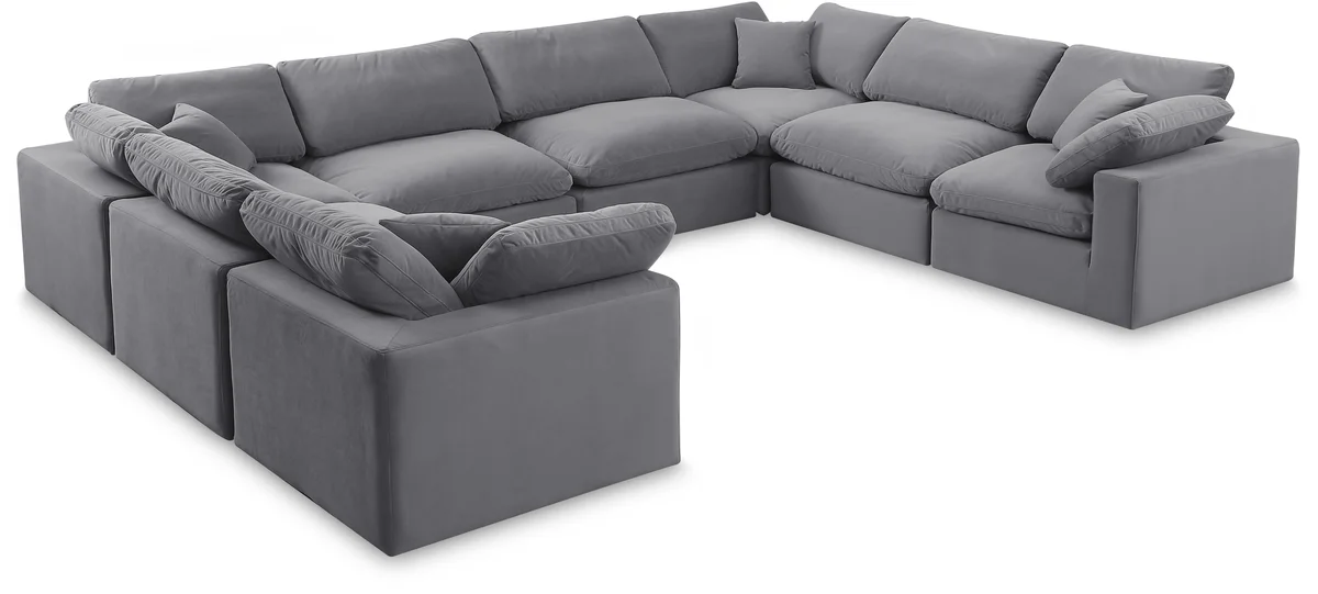 Comfy - 8 Piece Velvet Modular Sectional - Dark Gray