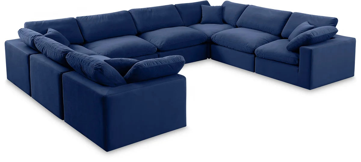 Comfy - 8 Piece Velvet Modular Sectional - Navy