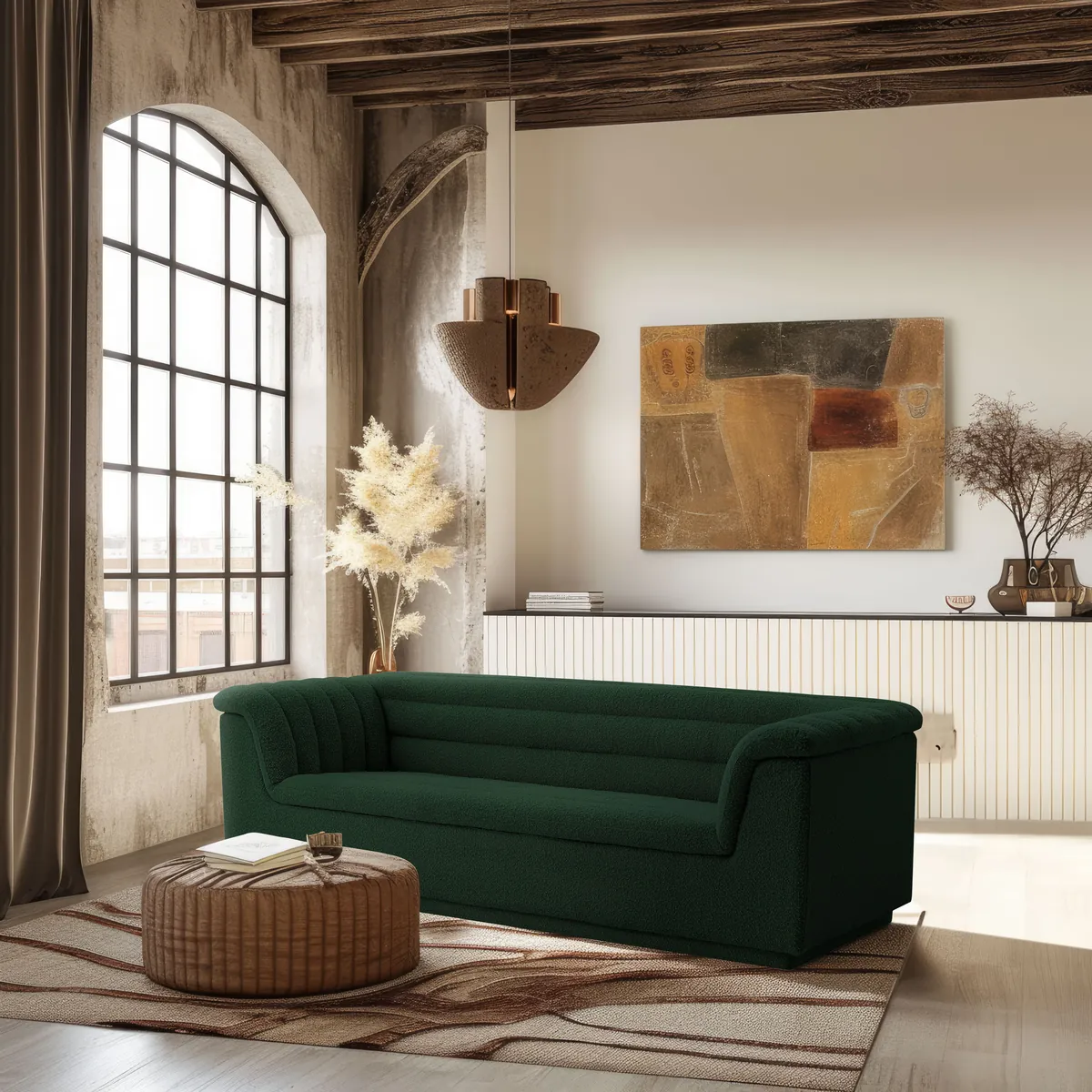 Cascade - Boucle Sofa - Green - View 2