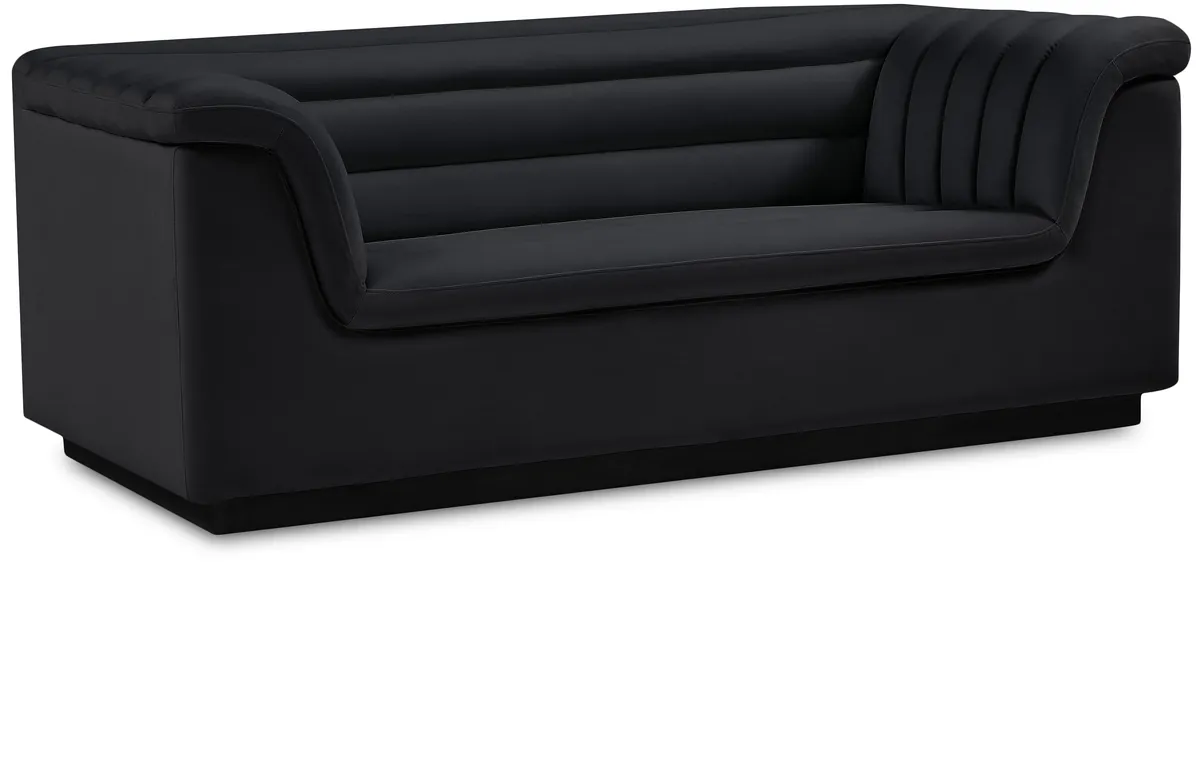 Cascade - Velvet Loveseat - Black