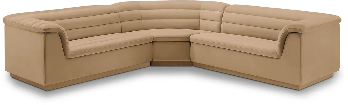 Cascade - Velvet Modular Sectional - Camel