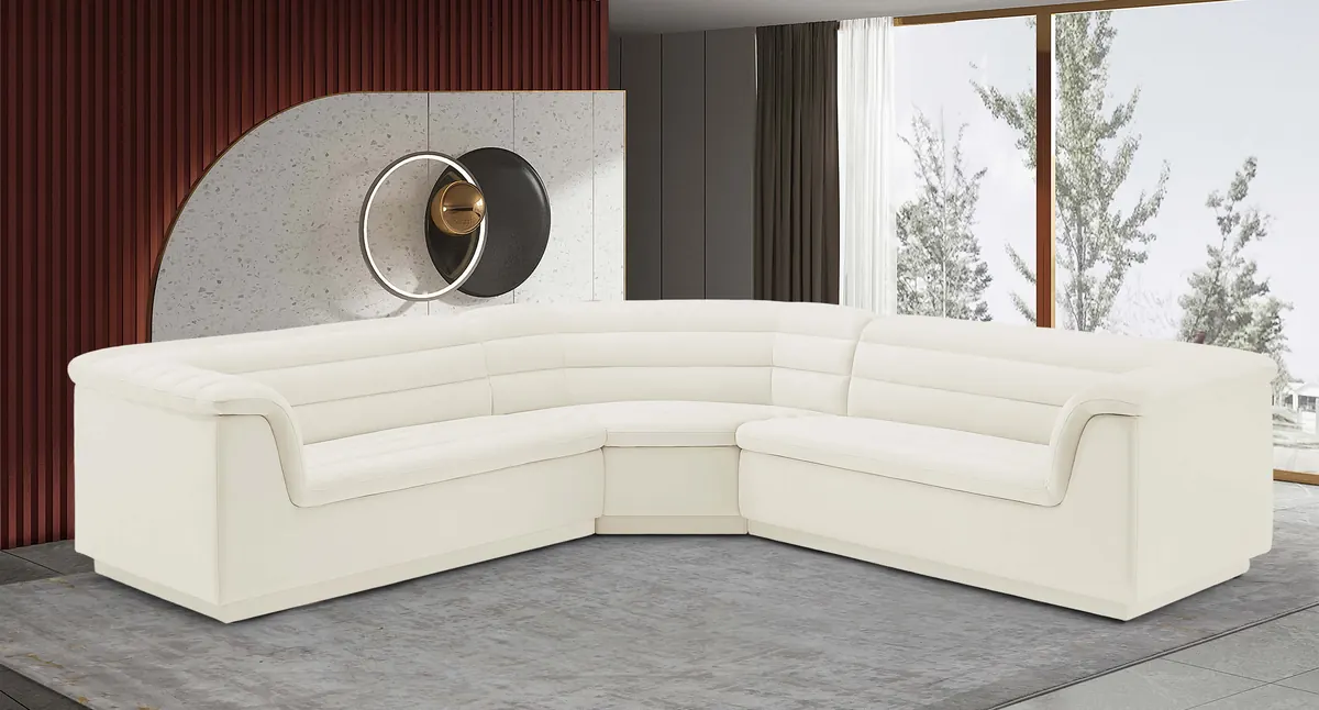Cascade - Velvet Modular Sectional - Cream - View 2
