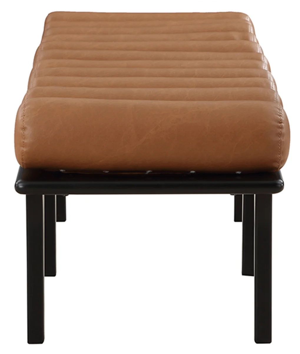 Landon - Bench With Black Base - Cognac - View 2
