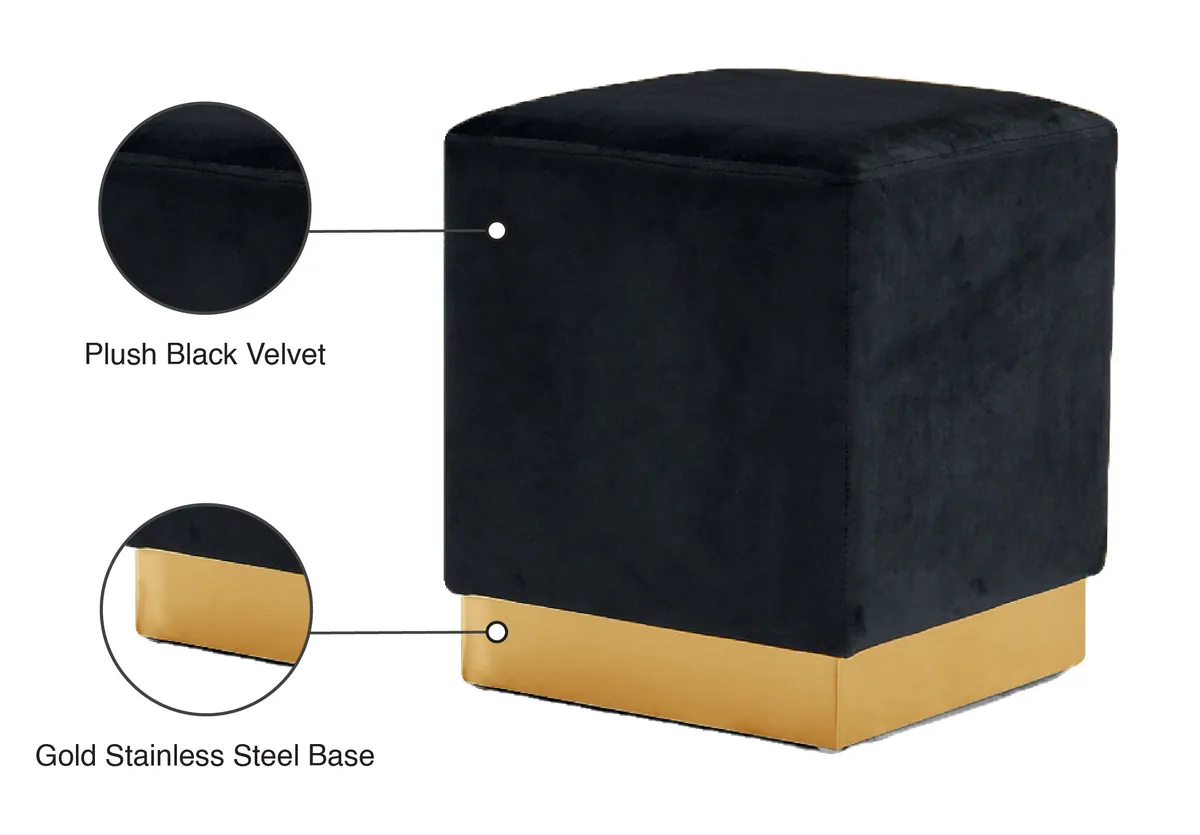 Jax - Ottoman / Stool - Black - Fabric