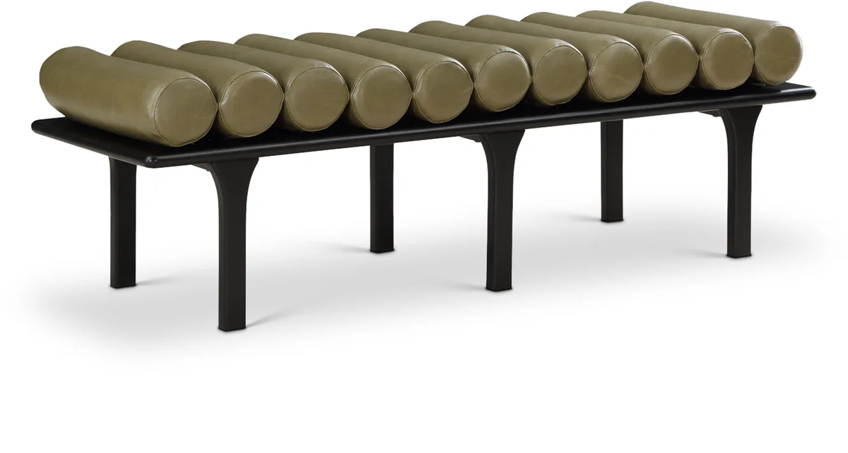 Landon - Bench With Black Base - Olive Green