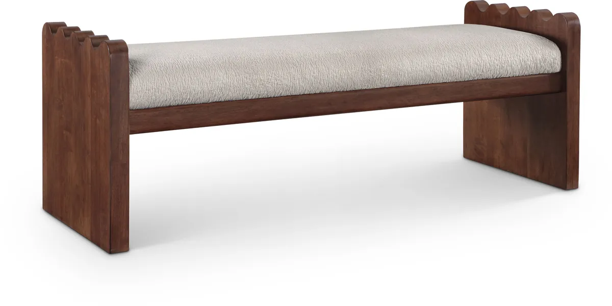 Sonia - Bench With Brown Base - Beige