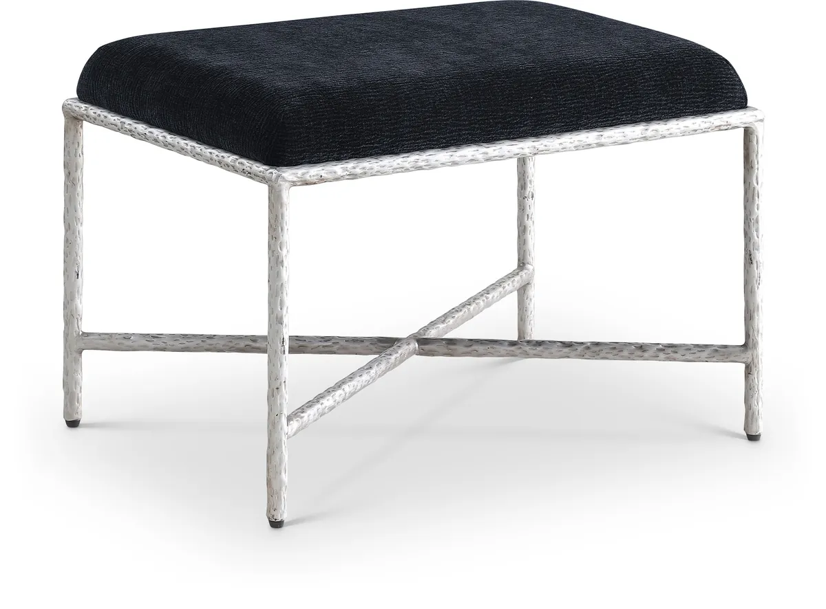Valley - 25" Bench With Silver Frame - Black
