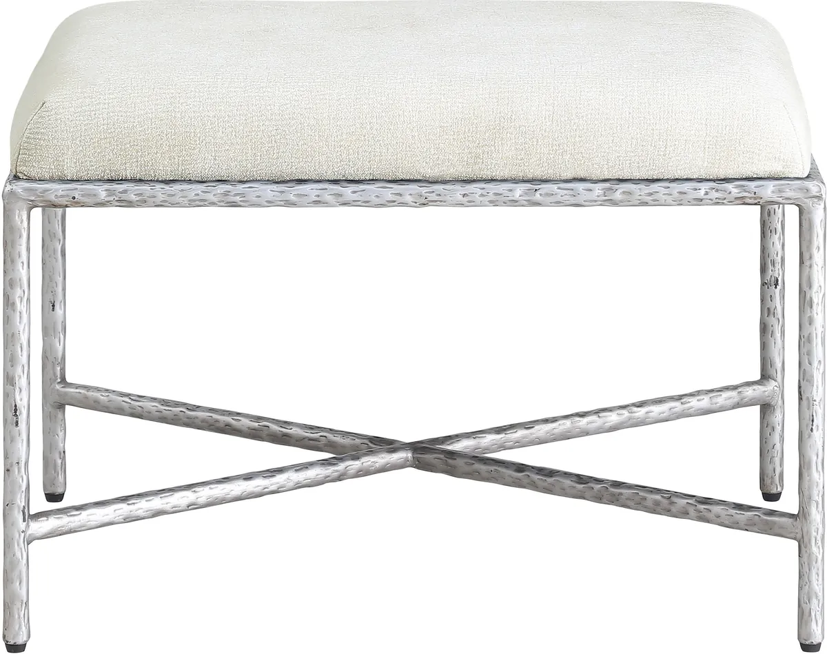 Valley - 25" Bench With Silver Frame - Cream - View 2
