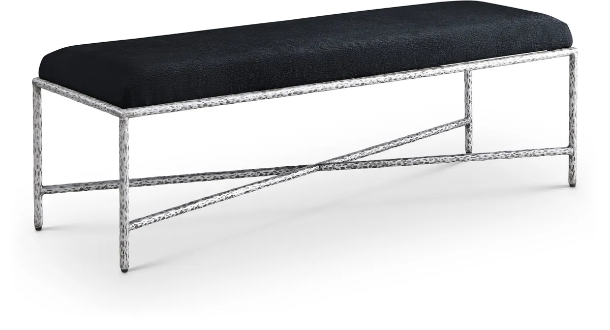 Valley - 54" Bench With Silver Frame - Black