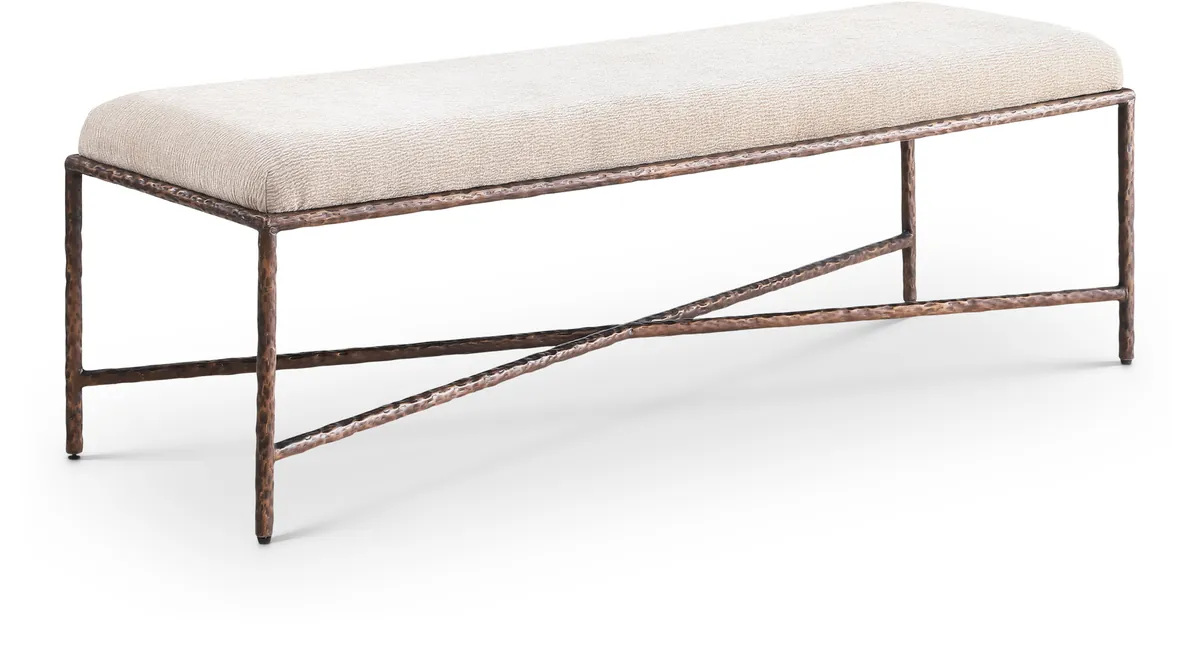 Valley - 54" Bench With Bronze Frame - Beige