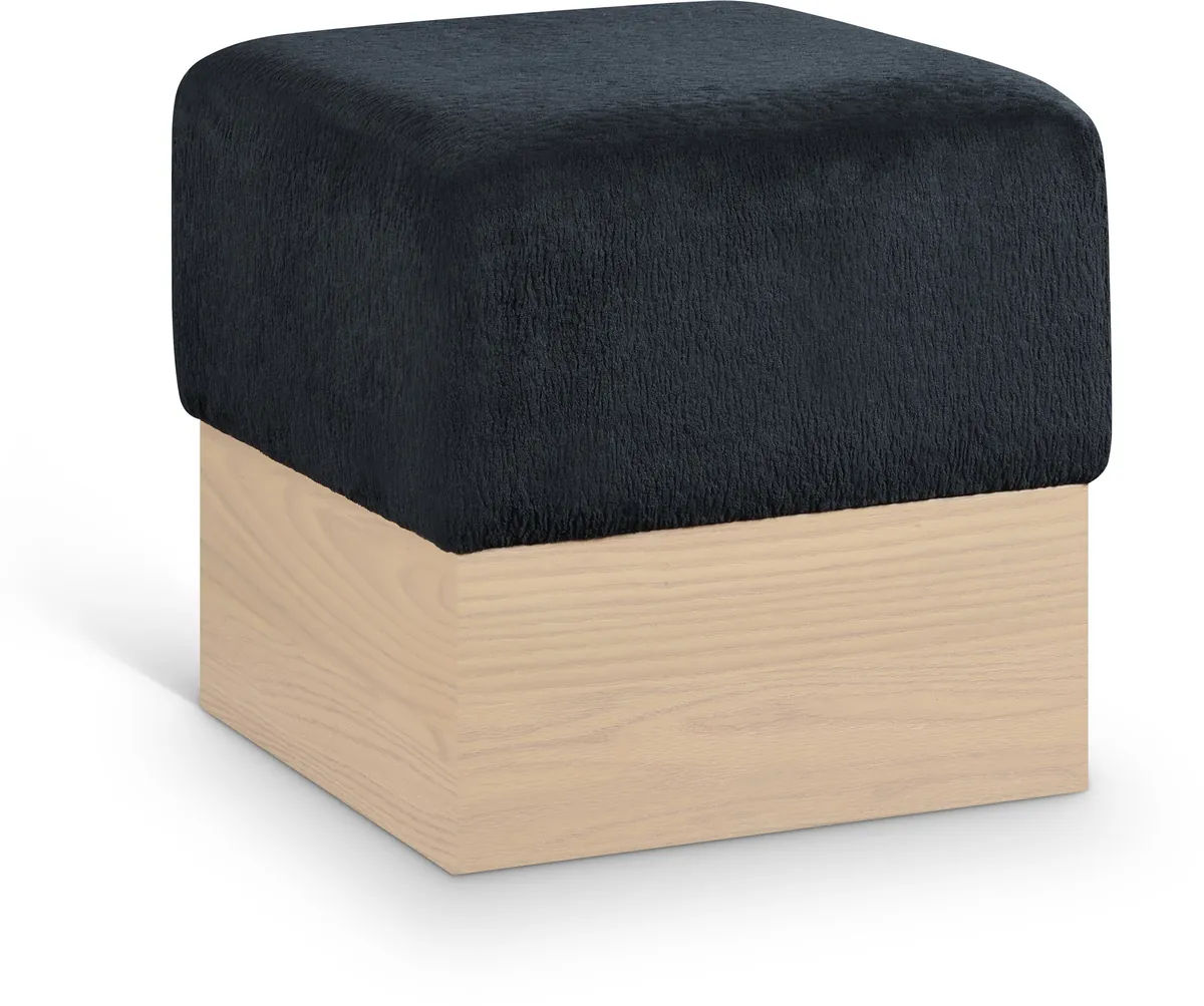 Havre - Ottoman / Stool With Natural Base - Black