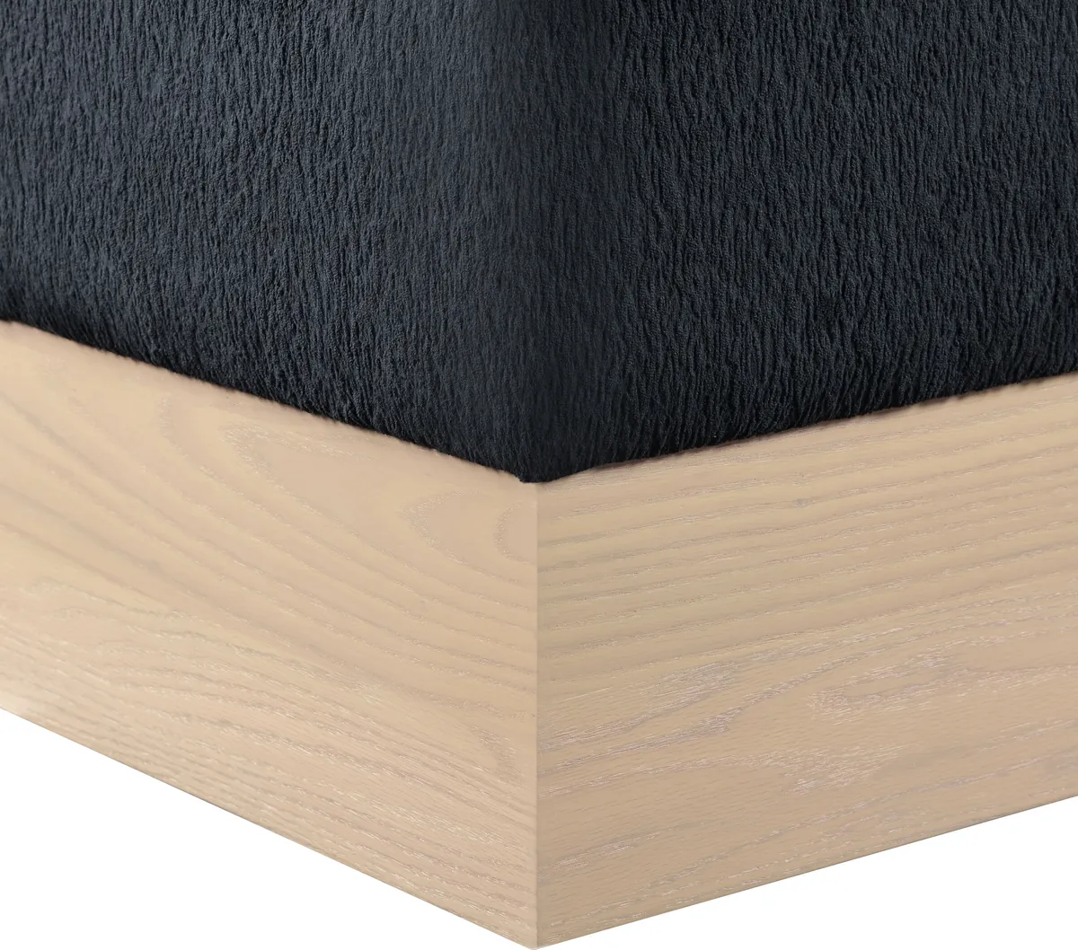 Havre - Ottoman / Stool With Natural Base - Black