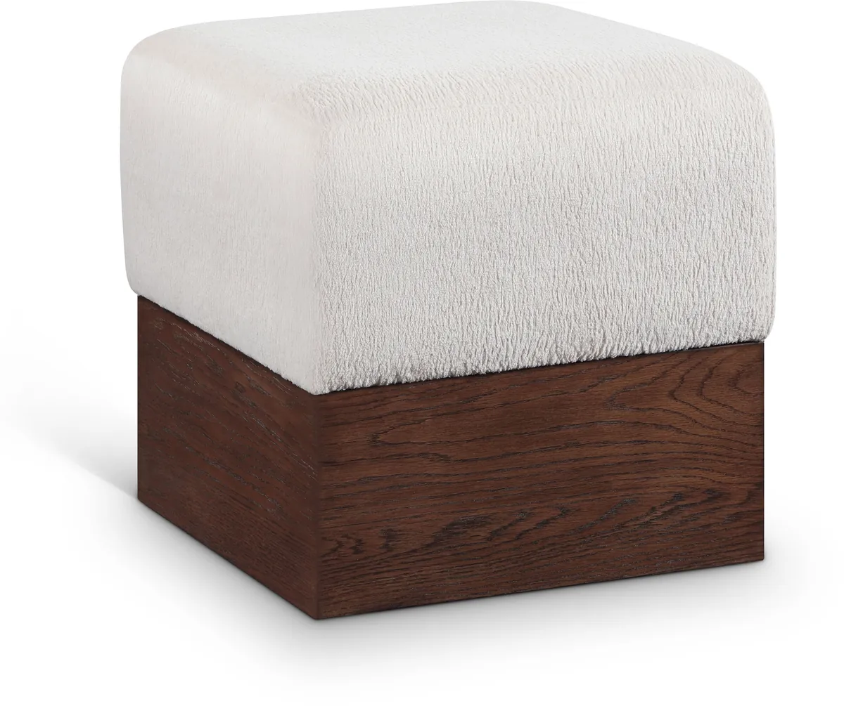 Havre - Ottoman / Stool With Brown Base - Beige