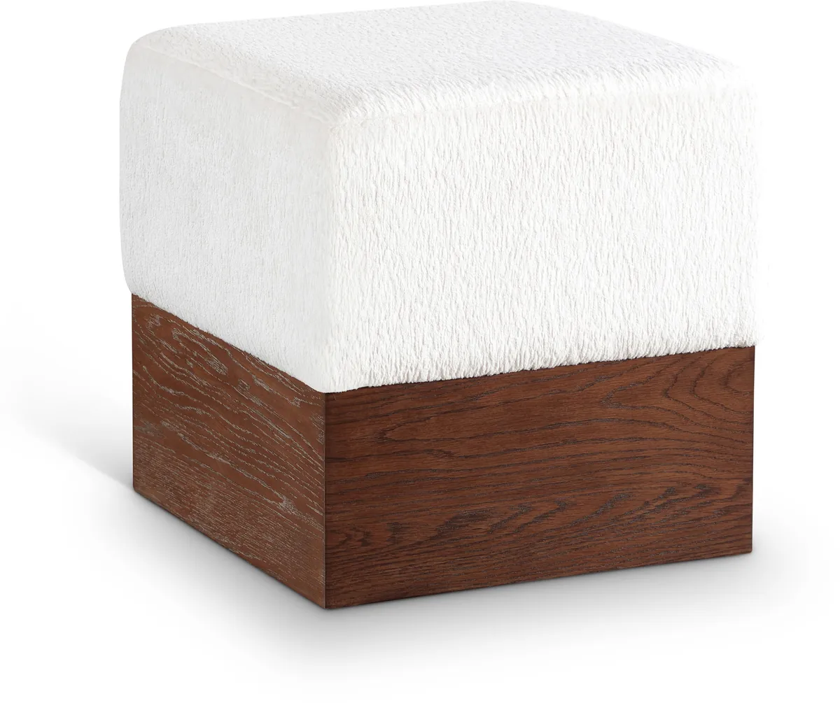 Havre - Ottoman / Stool With Brown Base - Cream