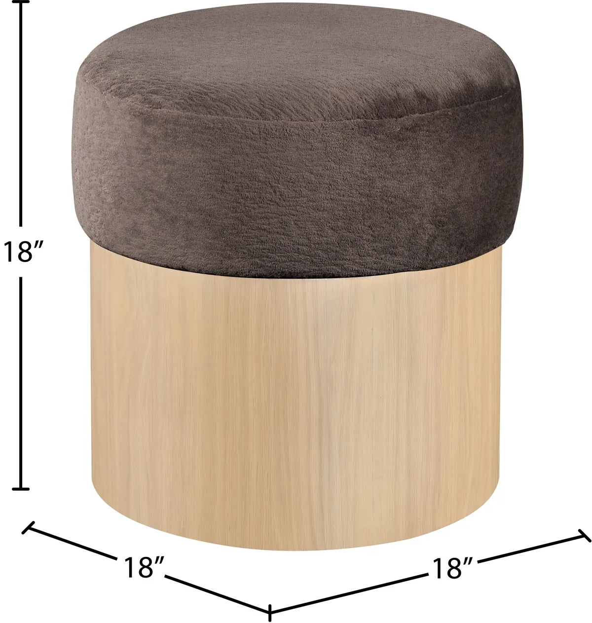 Nimes - Ottoman / Stool With Natural Base - Brown - View 2