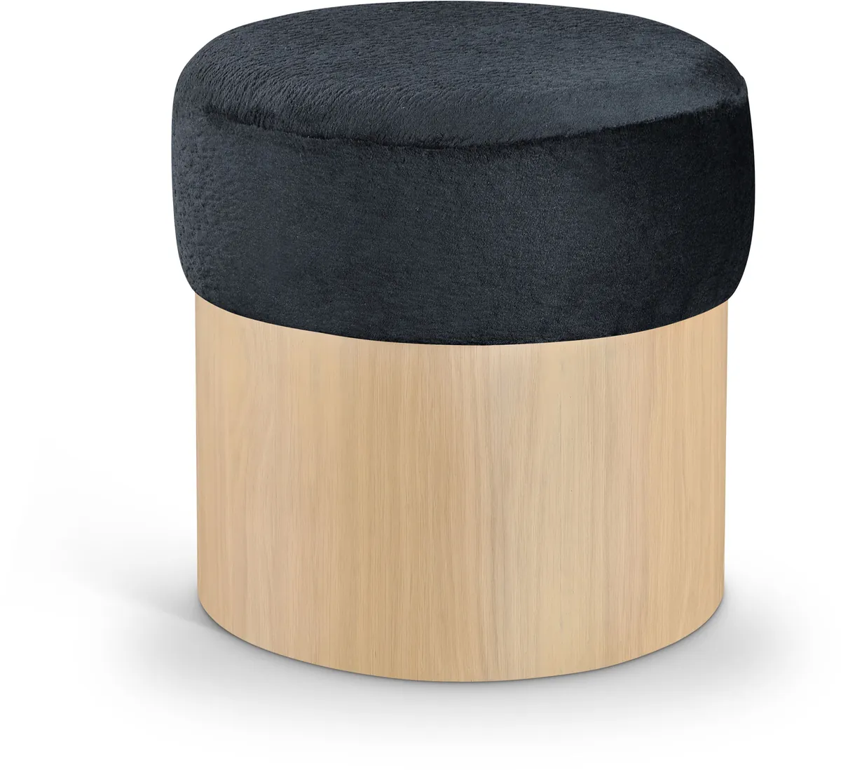 Nimes - Ottoman / Stool With Natural Base - Black