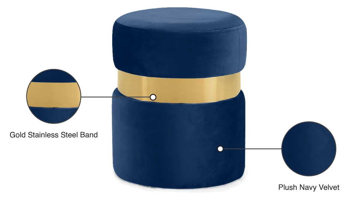 Hailey - Ottoman / Stool - Navy - Fabric