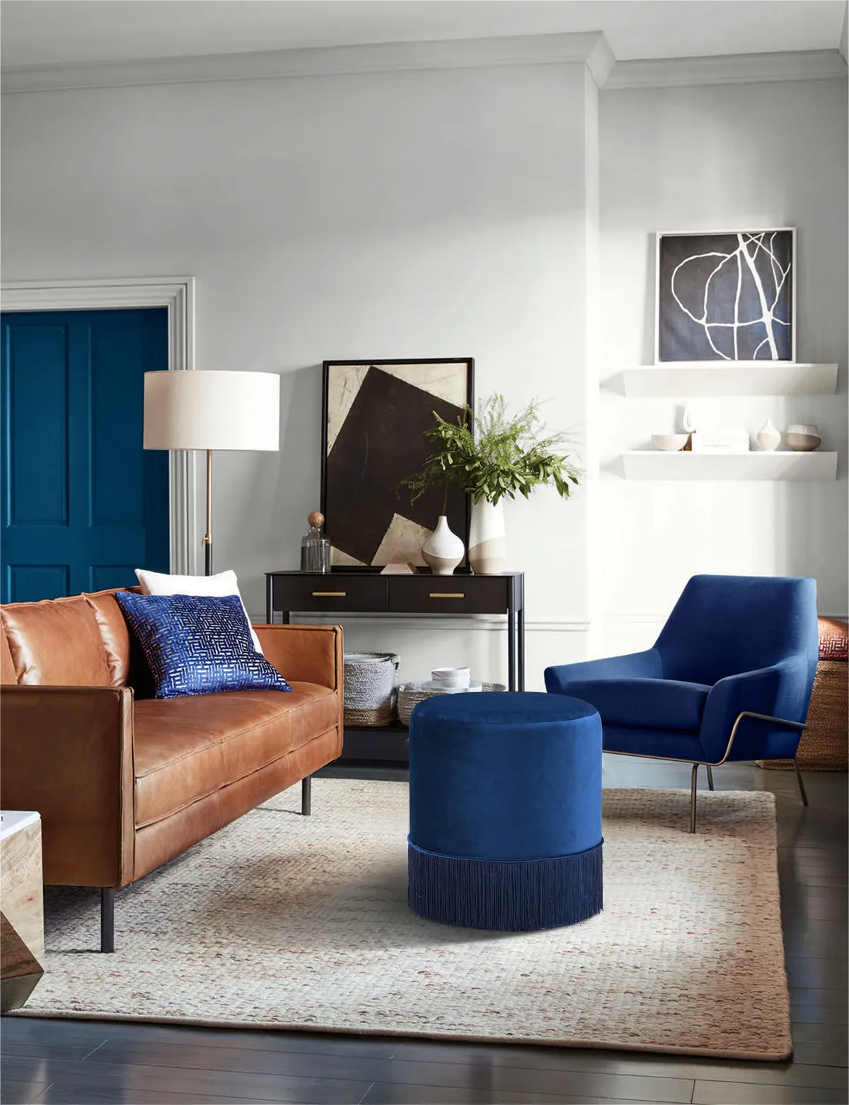 Teddy - Ottoman / Stool - Navy - View 2