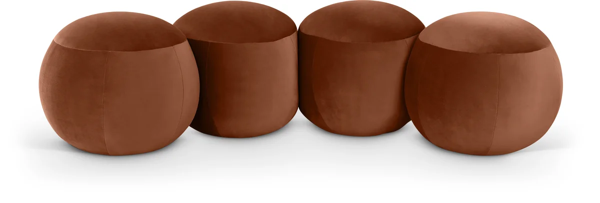 Apollo - 65" Velvet Bench - Cognac